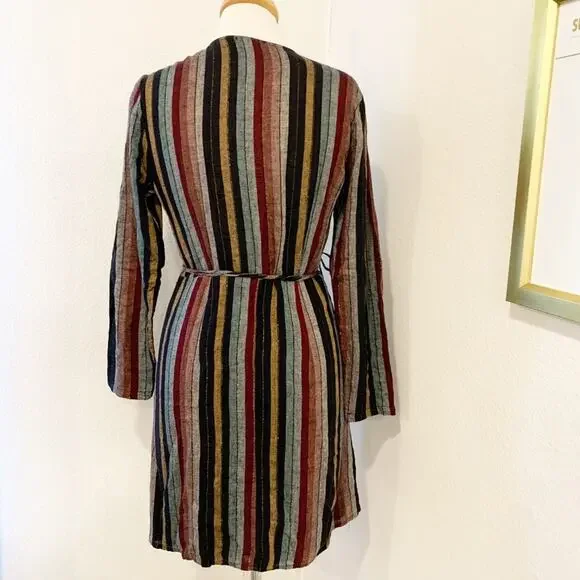 Rails Lola Metallic Lurex Wrap Dress Varadero Stripe Small - Picture 3 of 6